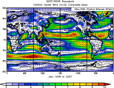 world wind vector map for January