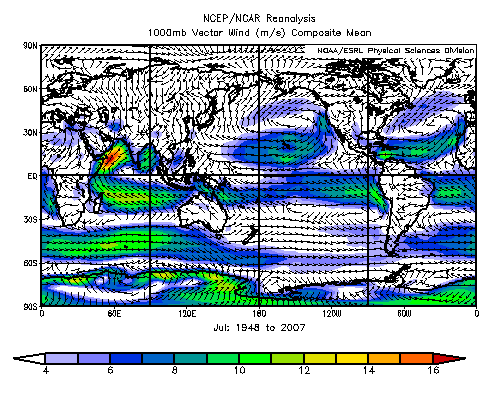 world wind vector map for July